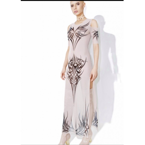 Dolls kill ,Current Mood ,PhenomenonTattoo stretching mesh dress / tunic - Picture 8 of 9